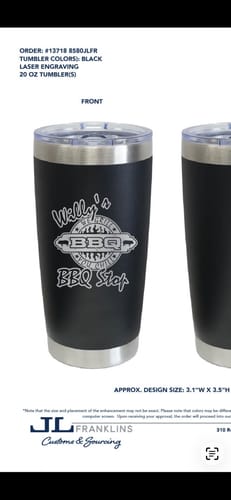 Customer photo review of (6 Pieces) Laser Engraved Tumbler | 20 oz