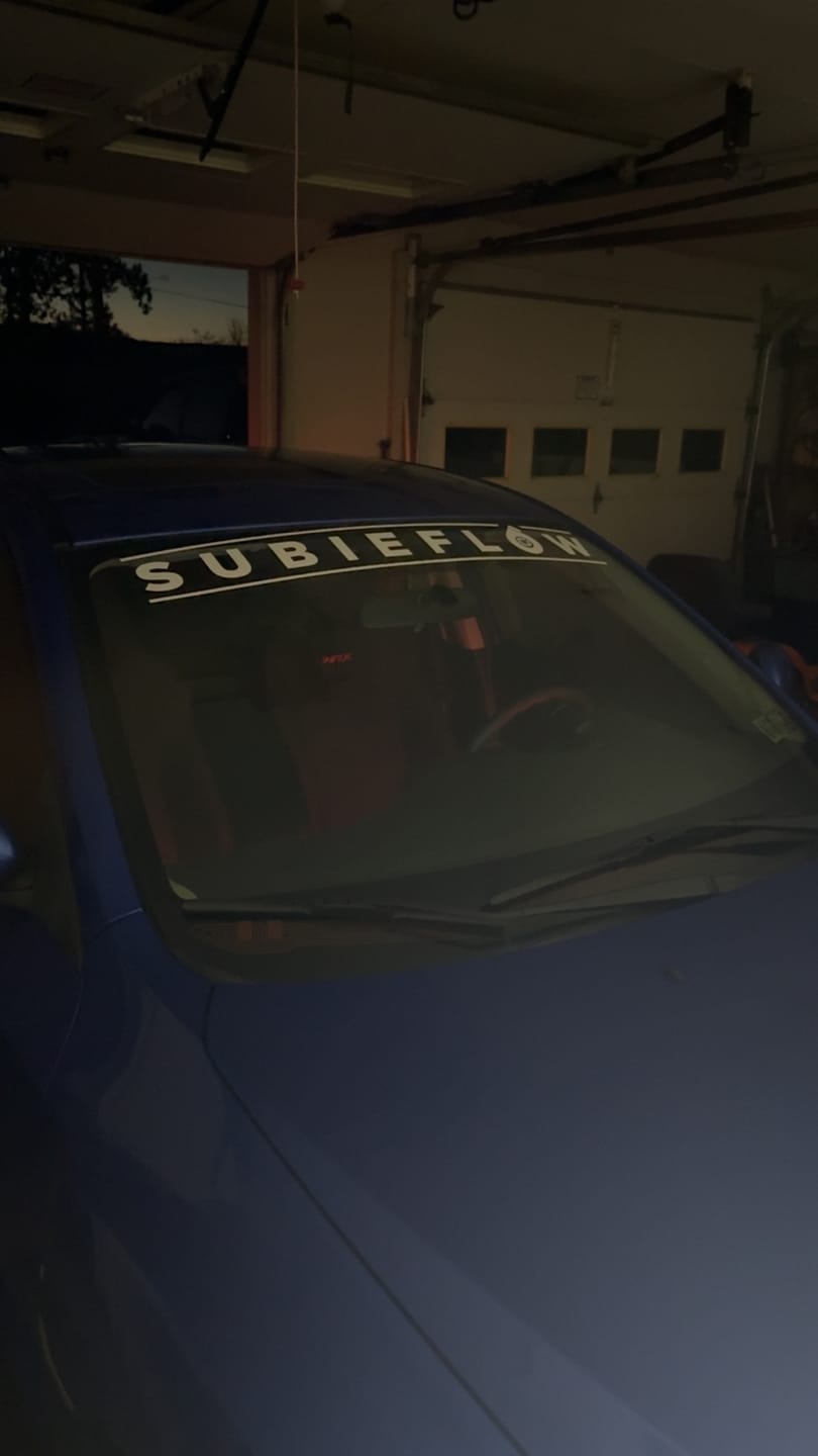 Customer photo review of SubieFlow Windshield Banners