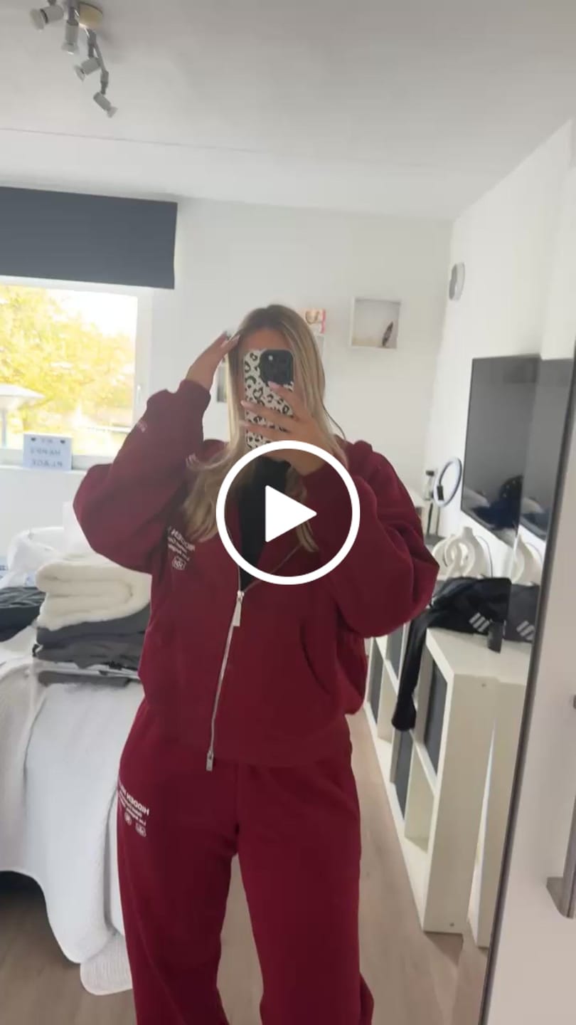 Kundenvideo-Bewertung von LABEL CUFFED SWEATPANTS BURGUNDY