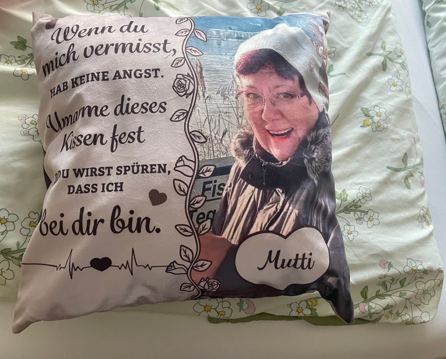 Customer photo review of Wenn du mich vermisst - Personalisiertes Kissen