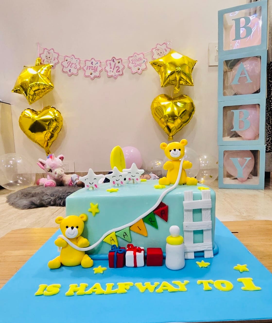 Customer photo review of Teddy 6 Months Cake
