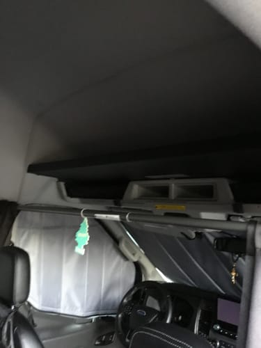 Customer photo review of Ford Transit Headliner Shelf, Aluminum