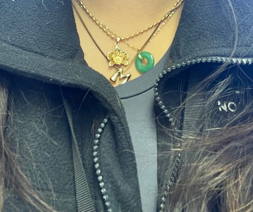 Customer photo review of Jade Coin Necklace