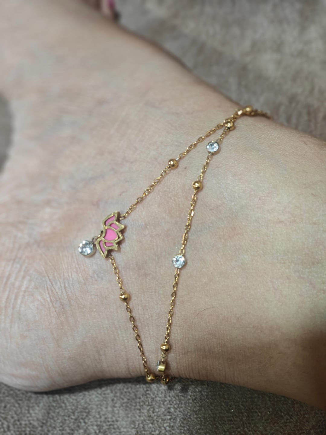 Customer photo review of Water Lily Anklet