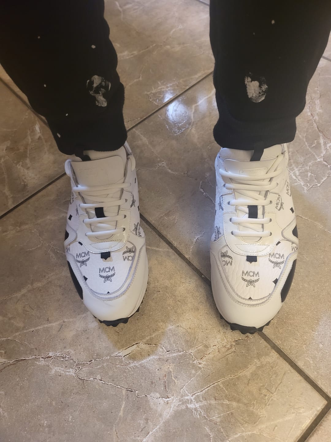 Customer photo review of MCM (Women's Mach White 76 Sneakers in Visetos)