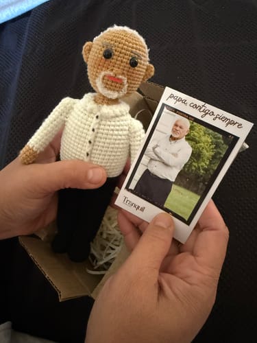Customer photo review of Tranquil® - Personalized Crochet Doll with Photo Card