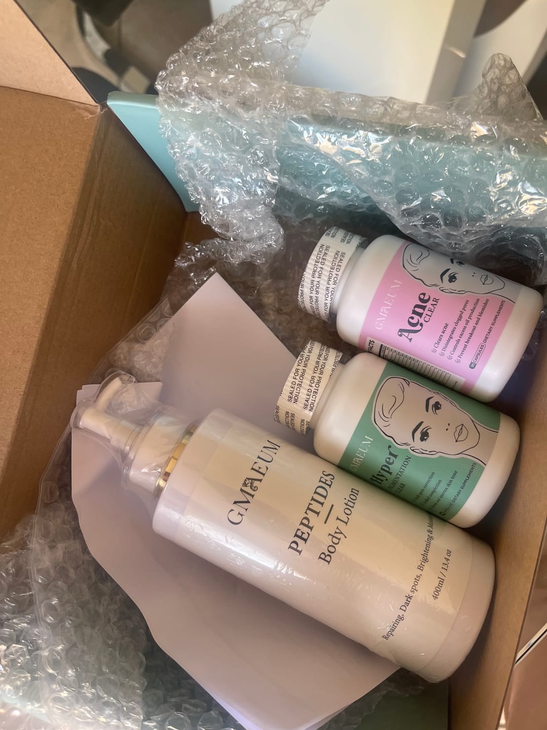 Customer photo review of Gmaeum Clear Complexion Set + FREE Peptides Body Lotion worth R349