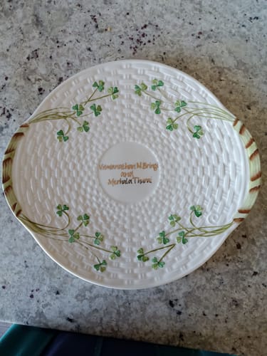 Customer photo review of Belleek Classic Shamrock Bread Plate