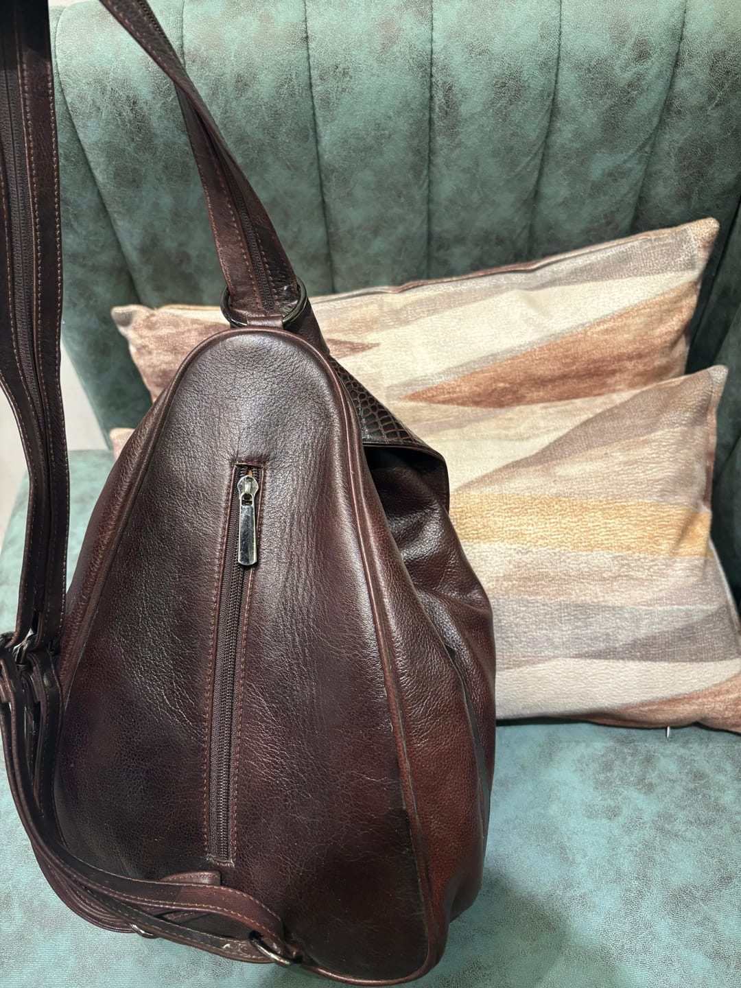 Customer photo review of Maroon Croco Leather Shoulder Bag