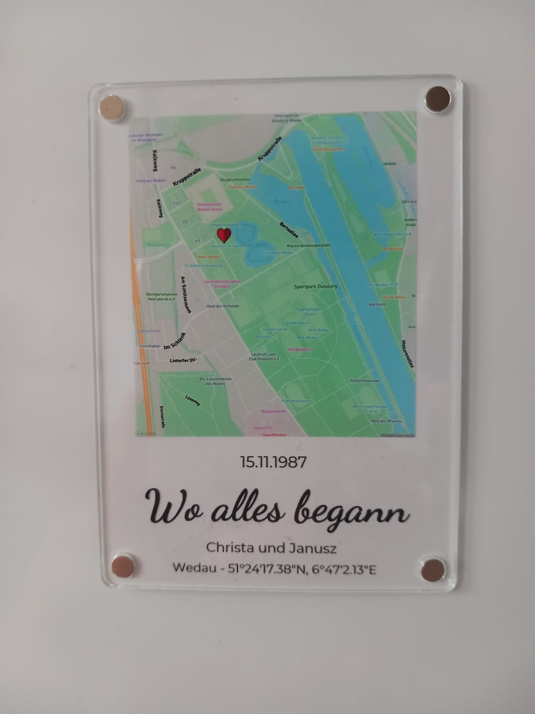 Customer photo review of "Unser Ereignis" - Acryl Magnet