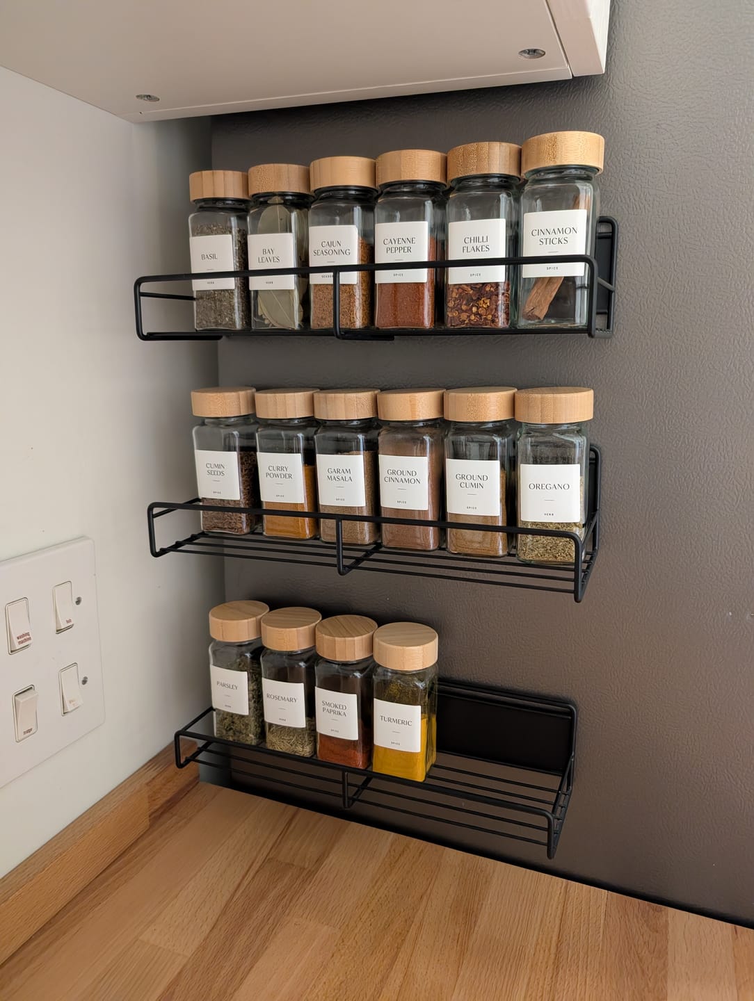 Customer photo review of Set of 12 120ML Glass Spice Jar with Bamboo Lid