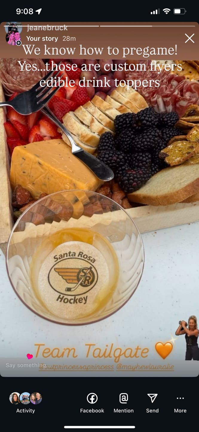 Customer photo review of 50-1000 Personalized Edible Drink Toppers: Monogram Cocktail Garnishes