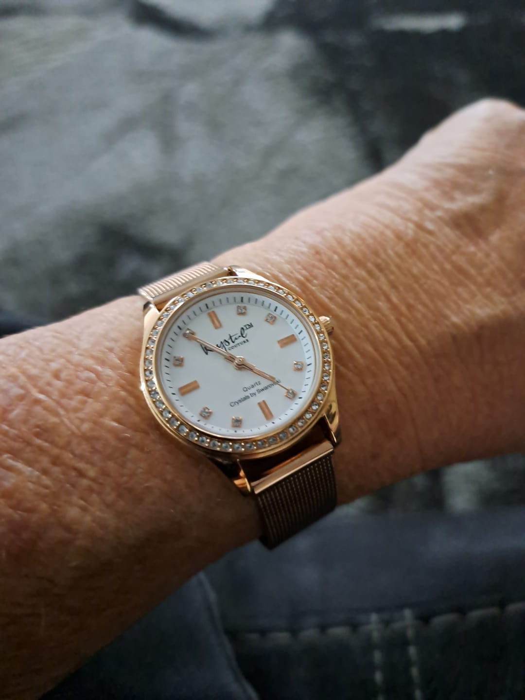 Customer photo review of Sensational Lux Rose Gold on White Watch Embellished With SWAROVSKI® Crystals
