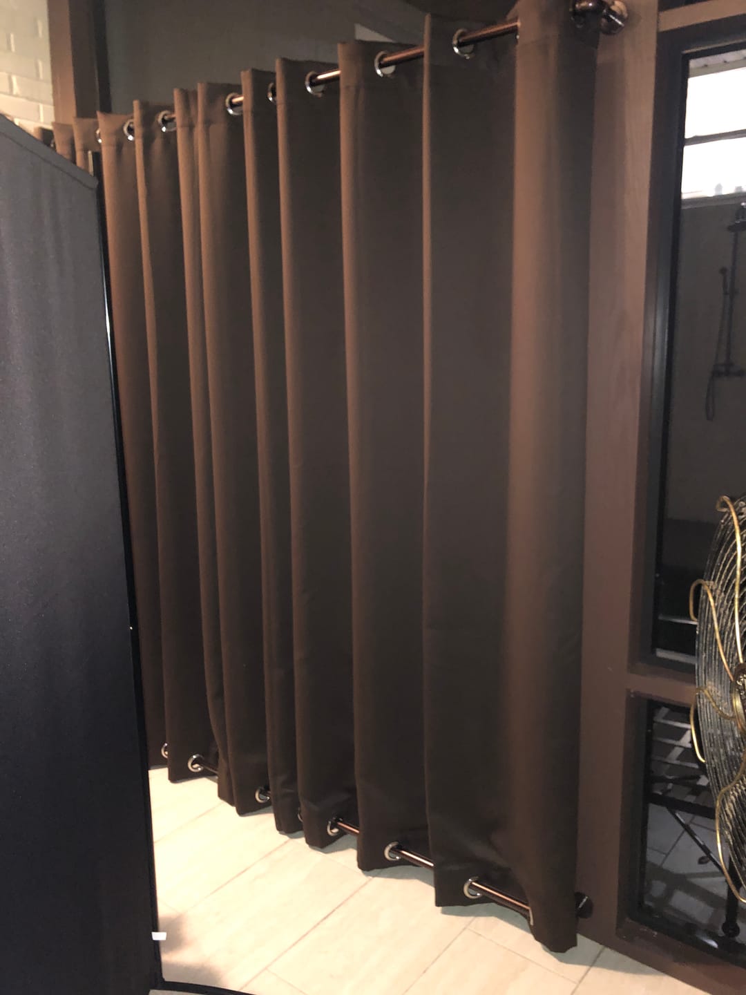 Customer photo review of Top & Bottom Grommet Windproof Outdoor Curtains for Patio 1 Panel | Outdoor Standard
