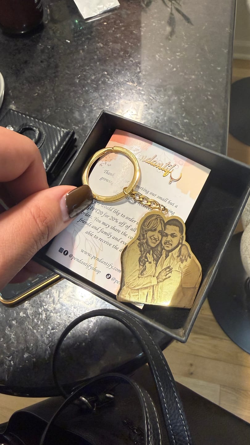 Customer photo review of Custom Photo Engraved Keychain
