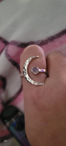 Customer photo review of Sterling Silver Crescent Moon Ring with Moonstone