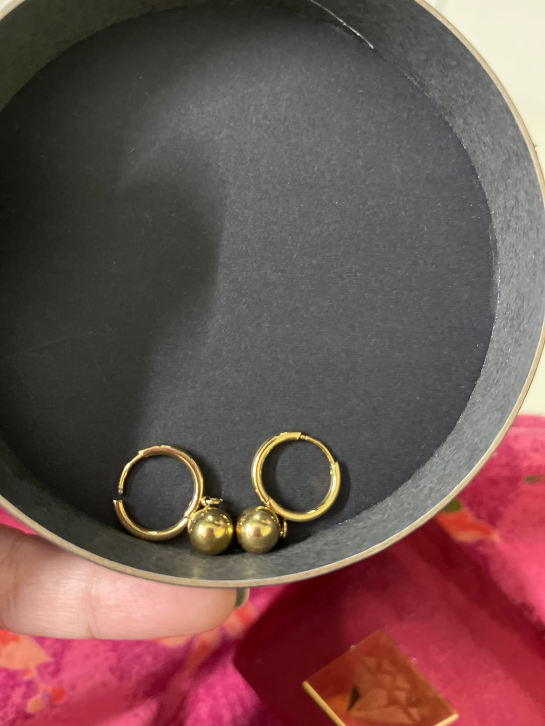 Customer photo review of Golden Orb Earrings