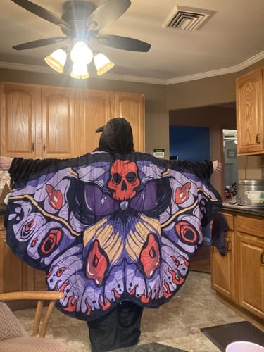 Customer photo review of OLAOLA Mothman Pajamas Animals Onesie Plush Warm Hoodie For Adult Unisex Flannel Sleepwear Halloween Costume