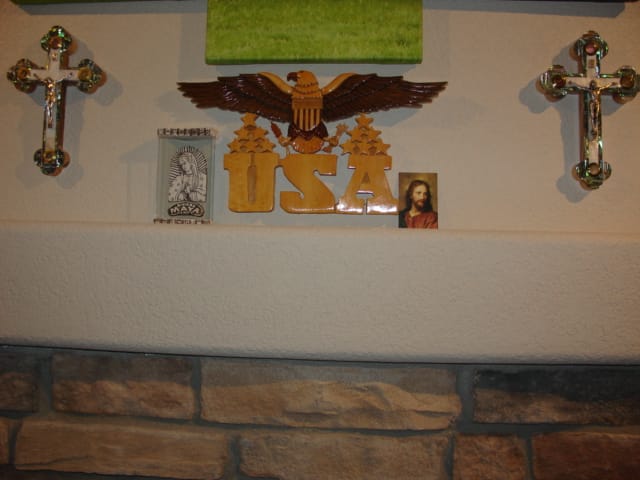 Customer photo review of Olive Wood Crucifix (Fully covered with Mother of Pearl) - Holy Land Crucifixes