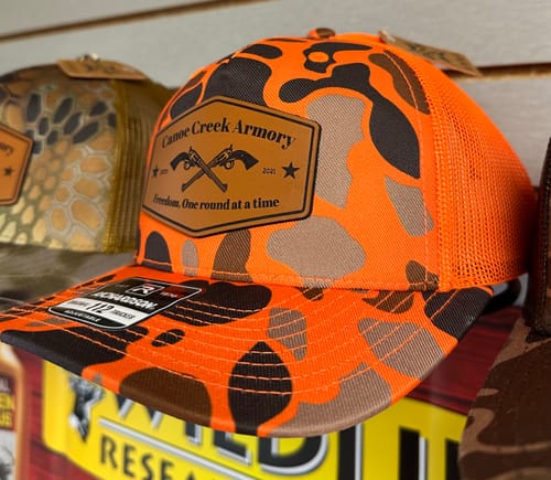 Customer photo review of Custom Leather Patch Hats Richardson CAMO Laser Engraved