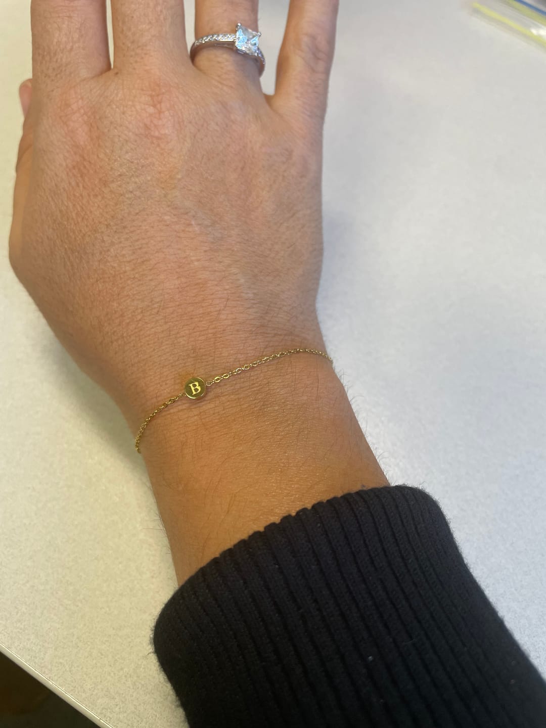 Customer photo review of Initial Letter Dot Necklace