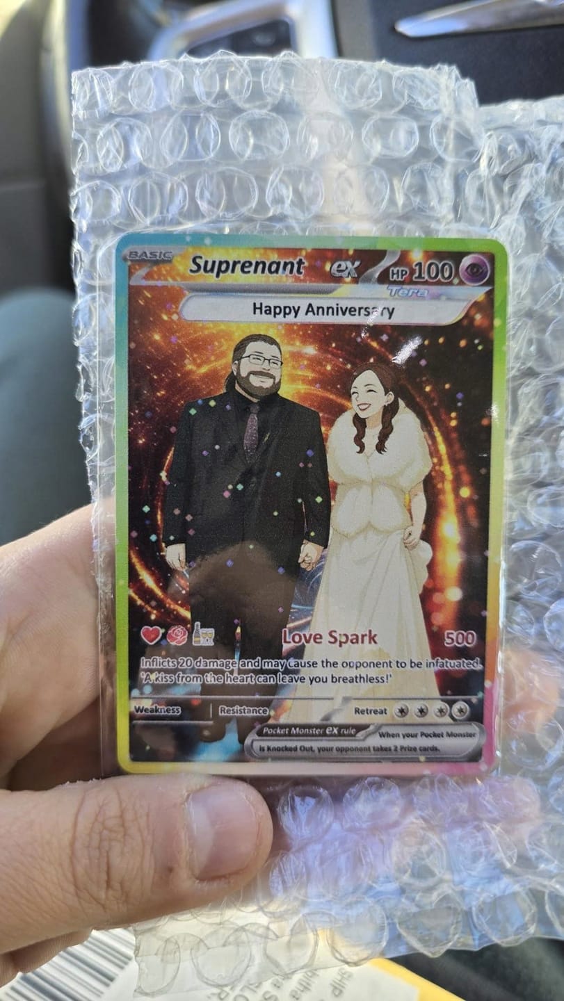 Customer photo review of Custom Pokémon Cards with Anime Picture, Personalized Poke Cards Animated Style Gifts for Him and Her - CPC-04