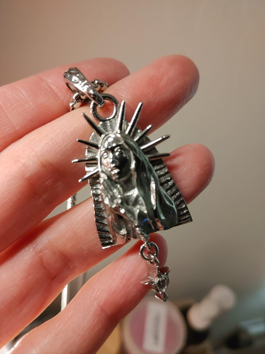 Customer photo review of VIRGIN MARY PENDANT