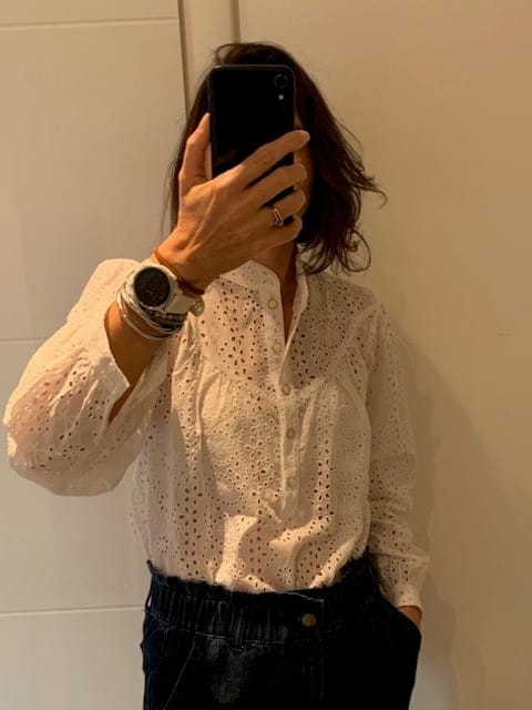 Customer photo review of Blouse Thémis - broderie fleurie blanc cassé