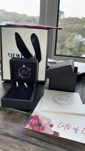 Customer photo review of JWL Harmony Hoop Earrings - Gold Plated or Sterling Silver