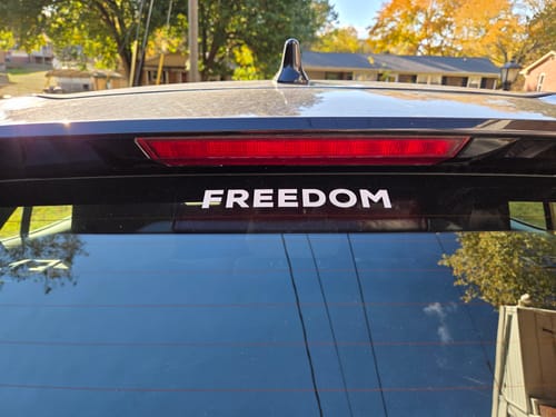 Customer photo review of Freedom Bumper Sticker