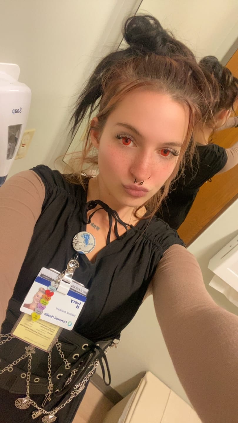 Customer photo review of Halloween Redout Prescription Colored Contact Lenses