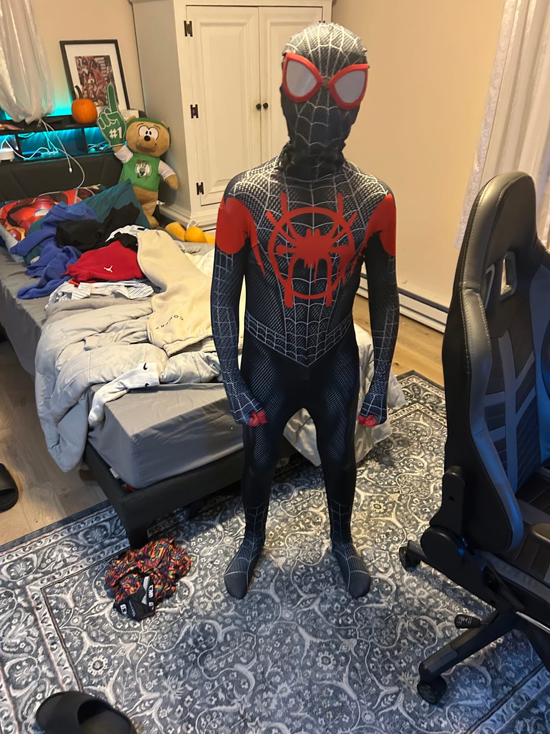 Customer photo review of Miles Morales Costume – Black Spider-Man Costume with Mask and Jacket