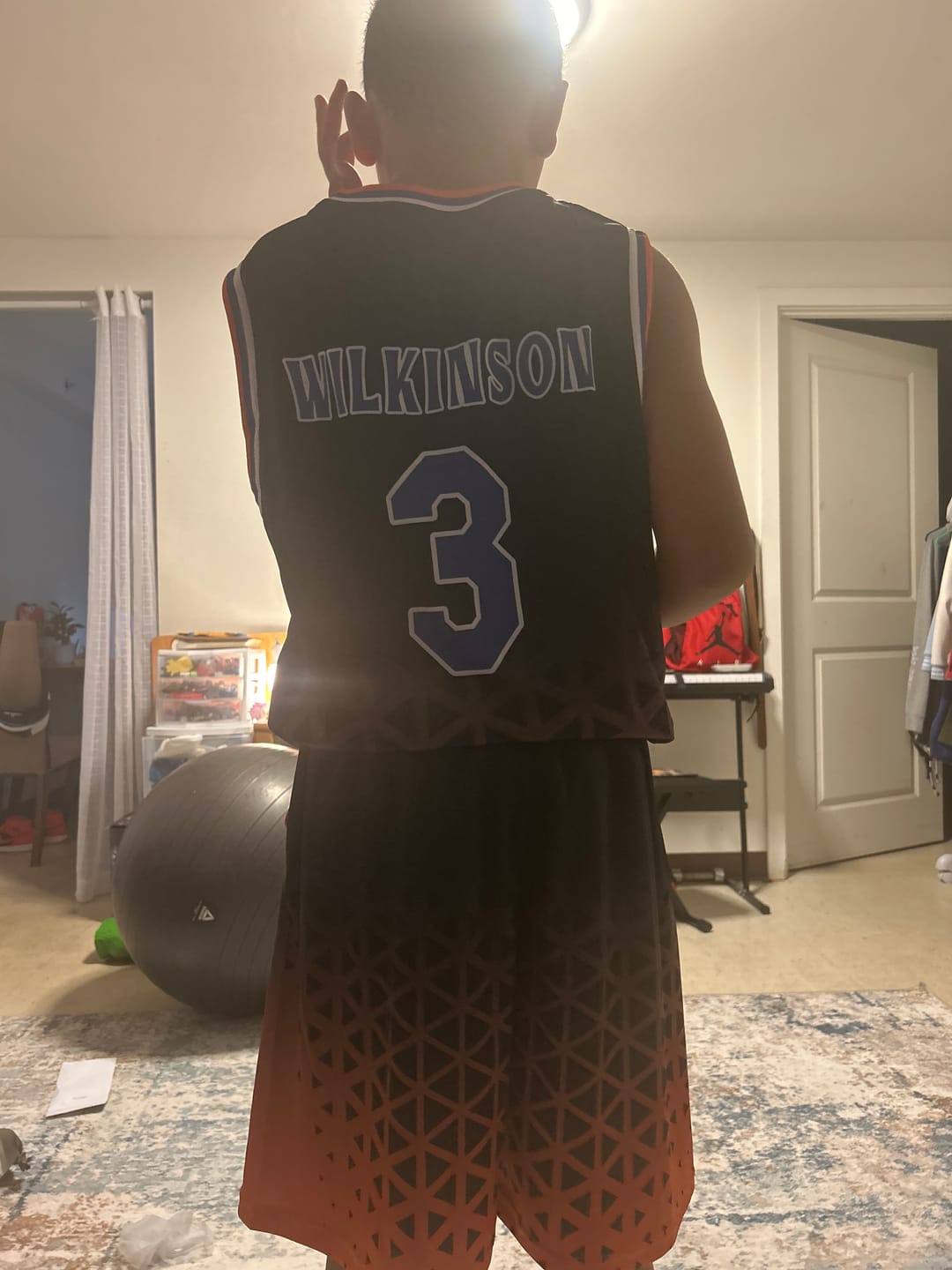 Customer photo review of Custom  Orange Purple Basketball Jersey Uniform Suit Printed Your Logo Name Number