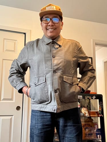 Customer photo review of A-2 Moleskin Bomber Jacket