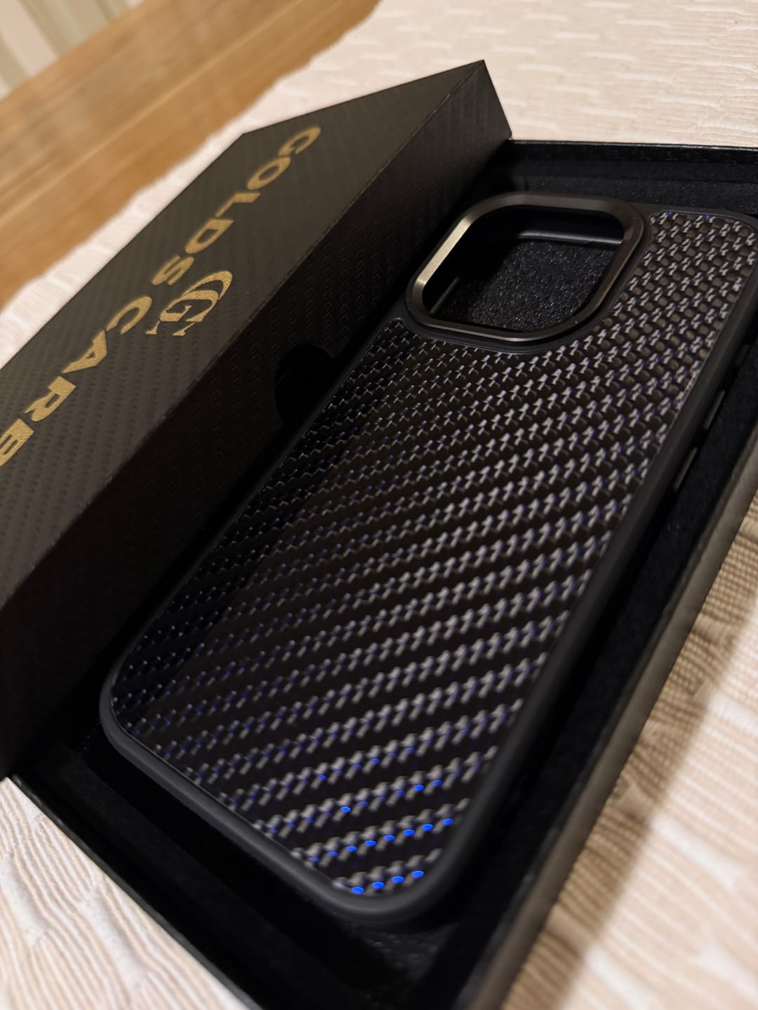 Customer photo review of Carbon Fiber Case blue EternaGloss™
