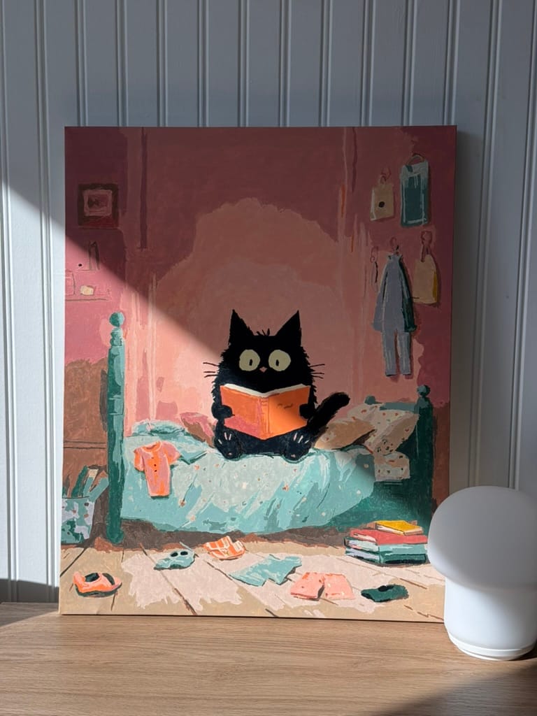 Customer photo review of The black cat in the bedroom | Paint by Number