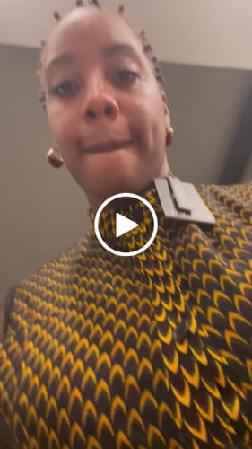 Customer video review of VALENTINA AFRICAN PRINT BUTTON MESH DRESS