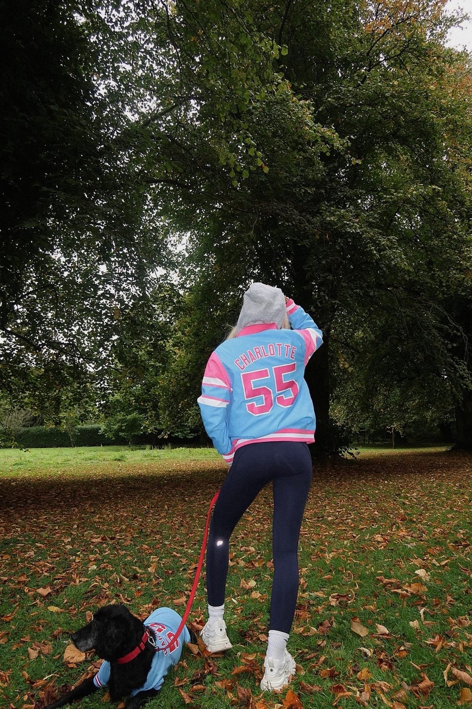 Customer photo review of Custom Navy Varsity Full-Snap Color Block Letterman Jacket