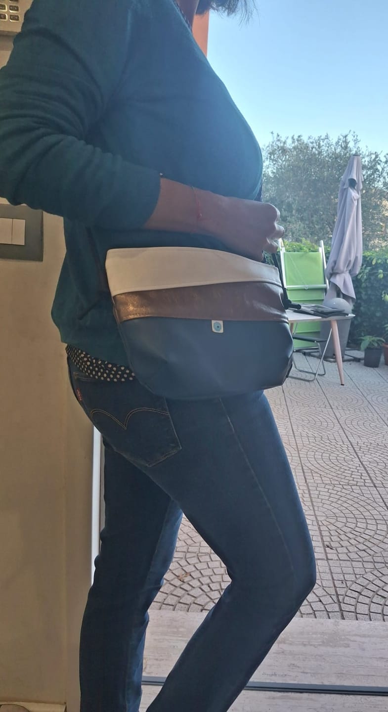 Customer photo review of MINI PIANOSA blu/bronzo lamé/bianco