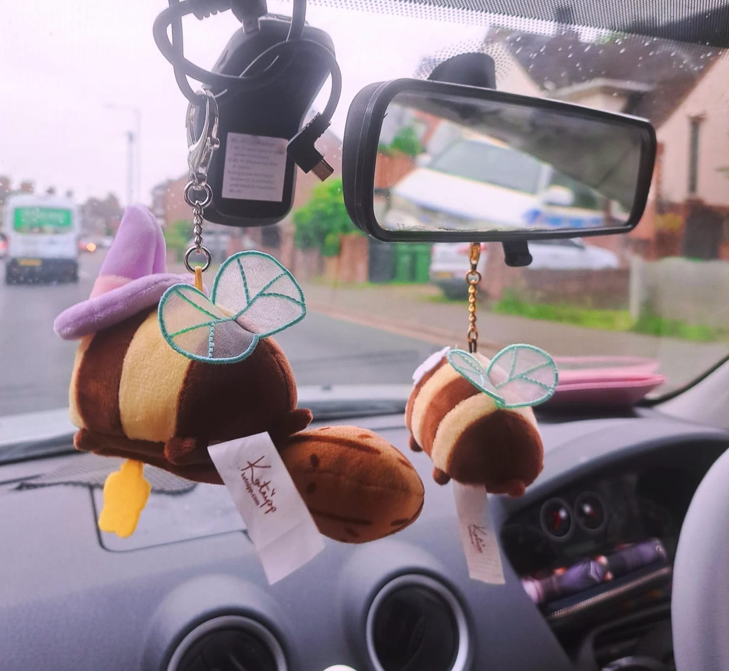 Customer photo review of PRE-ORDER | Bumblebutt & The Pastel Witch Keychain | Kawaii Bee Witch Plush on Broom | Cute Halloween Keyring