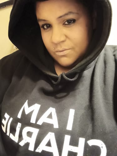 Customer photo review of I Am Charlie Hoodie