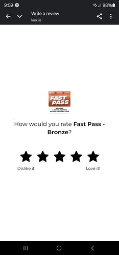 Customer photo review of Fast Pass - Bronze