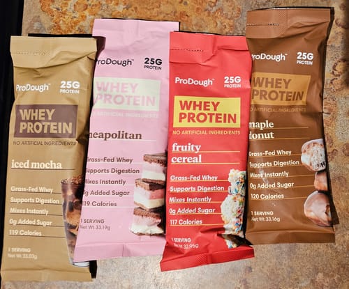 Customer photo review of Whey Protein Powder - Single Serving Sample Stick Packs