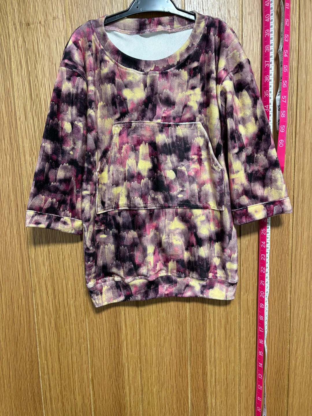 Customer photo review of Watercolour Feathers Stretch Velvet Fabric