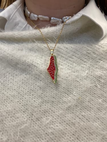 Customer photo review of Palestine Watermelon Necklace