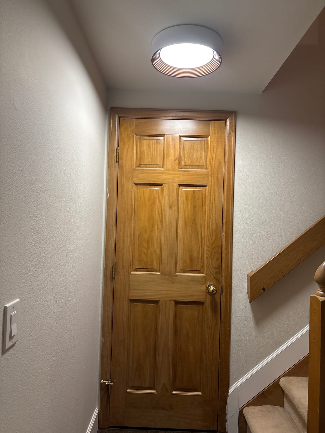 Customer photo review of Minimalist Walnut Round Flush Mount Ceiling Light
