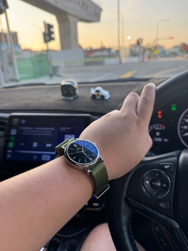 Customer photo review of Olive Green Nylon Watch Strap
