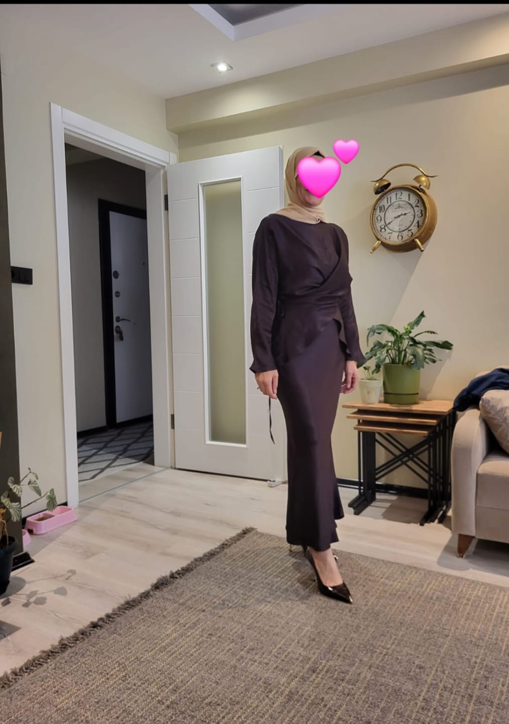 Customer photo review of %100 RAYON SATEN IŞILTILI TAKIM KAHVE