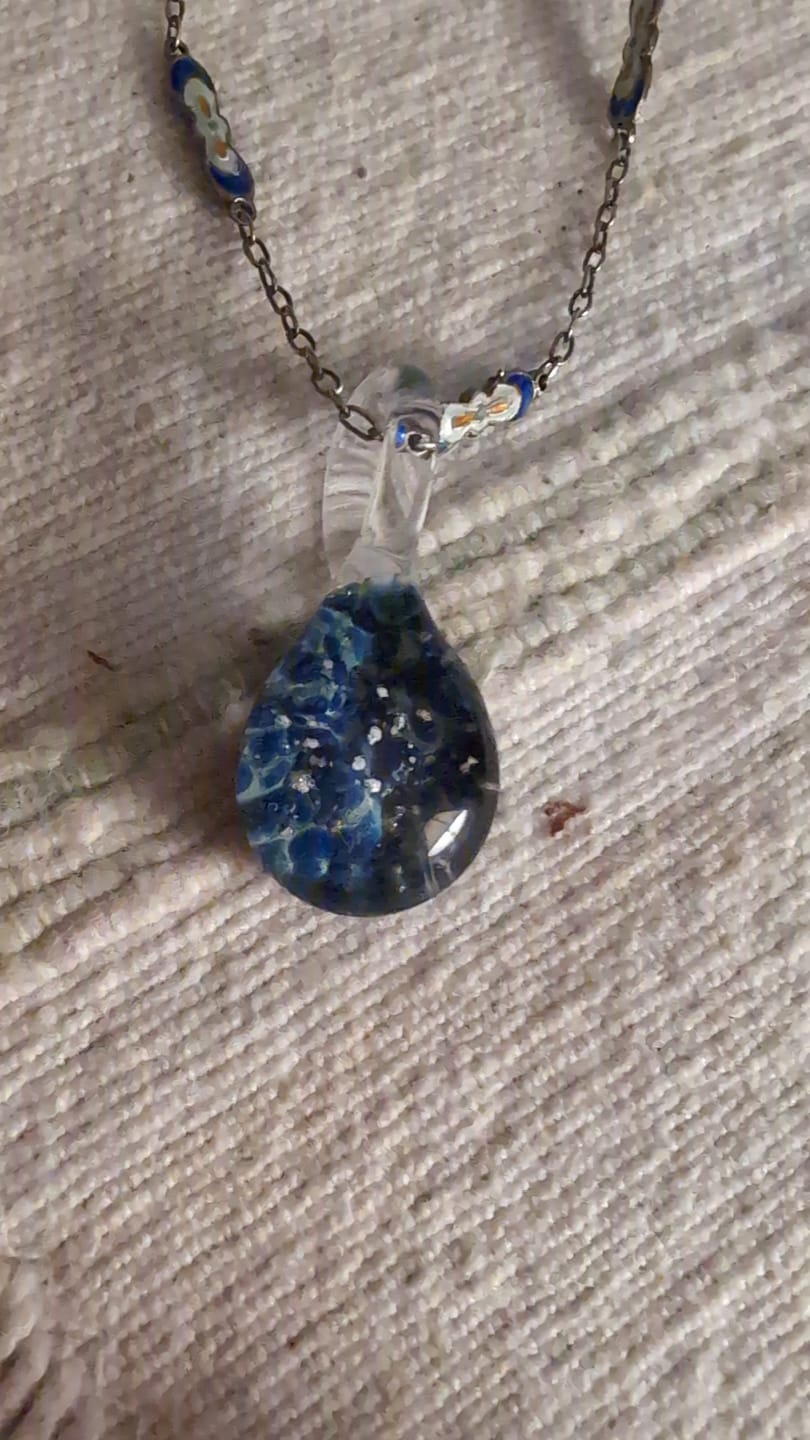 Customer photo review of Blue Moon Cremation Pendant