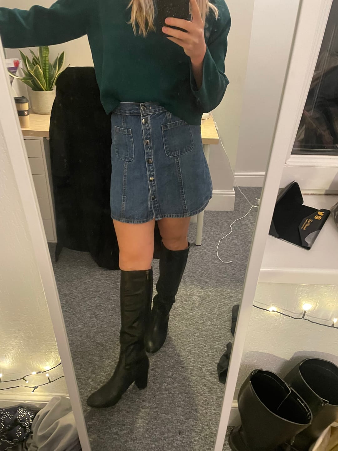 Customer photo review of Avocado Knee High Boots